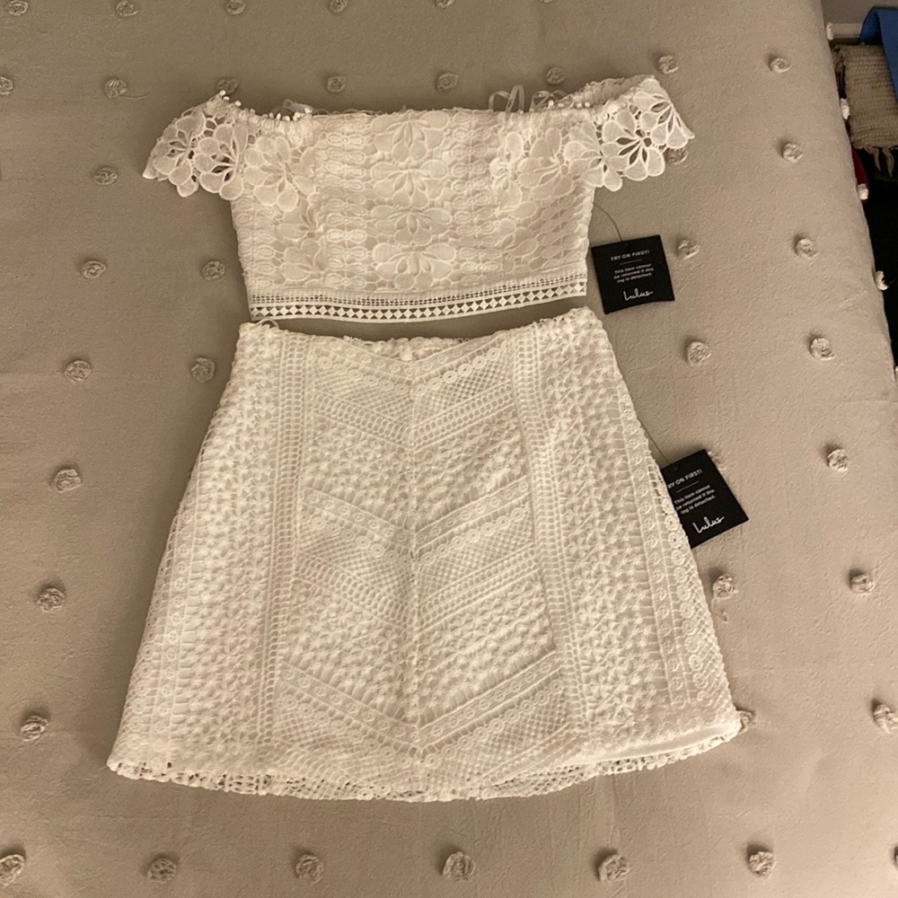 Lulus white 2 piece skirt & top